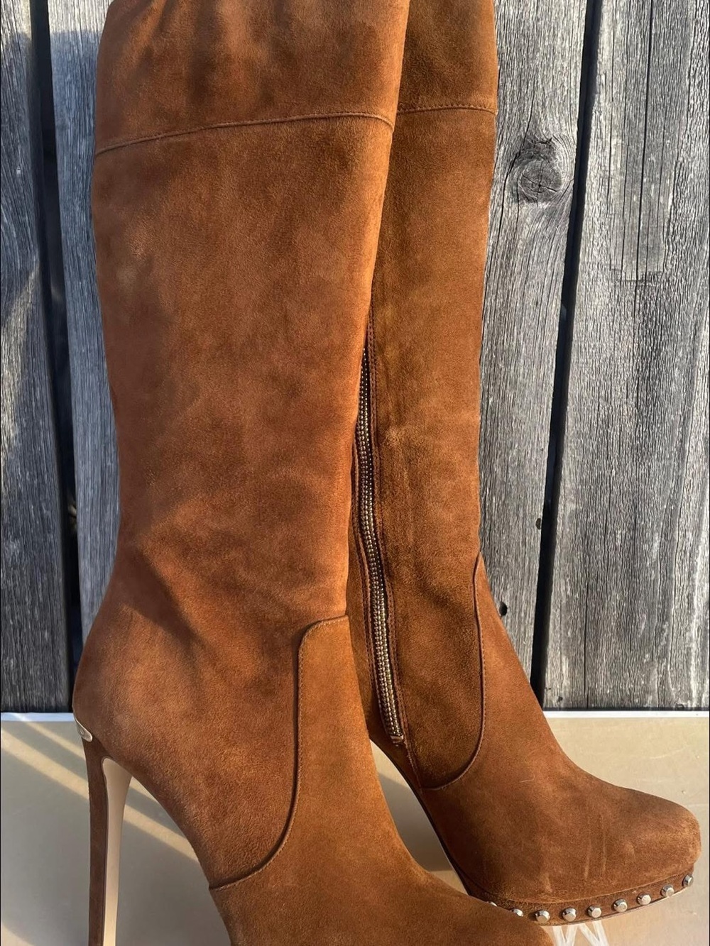 MICHAEL Michael Kors Brown Suede Knee-High Heeled Boots